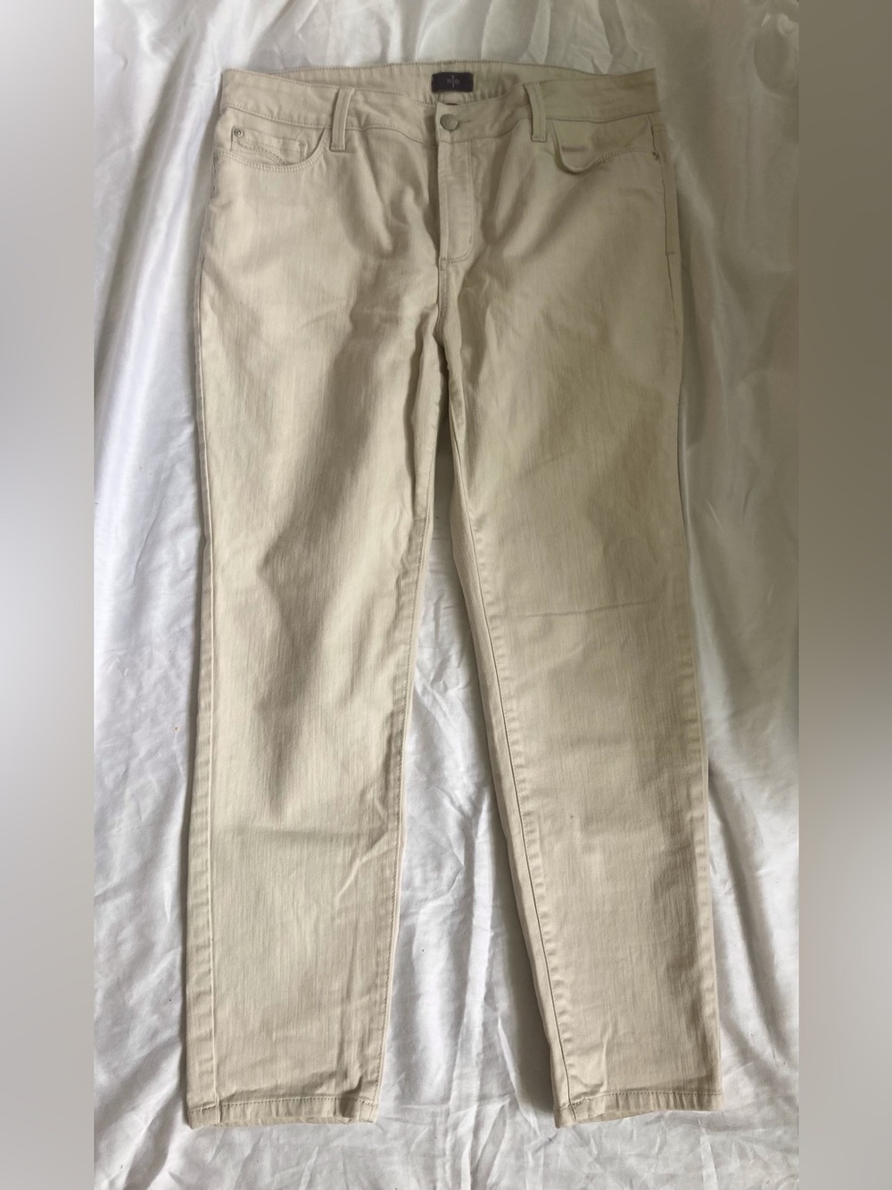 NYDJ Clarissa Skinny Ankle Jeans Beige/Tan Size 14 EUC Lift Tuck Technology